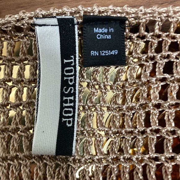 Topshop NWOT Open Jacket Made of Gold Sequin Disks. Size 2. - Picture 4 of 6
